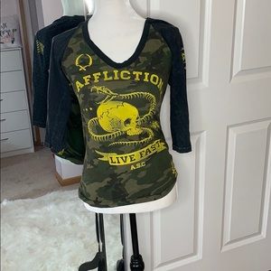 AFFLICTION Camo 3/4 Top
